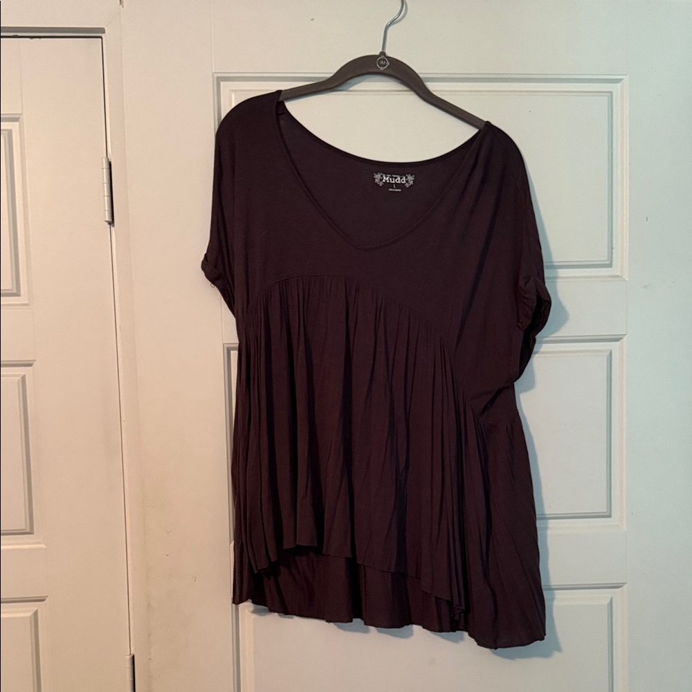 Loose Fit Scoop Neck Top in Deep Plum